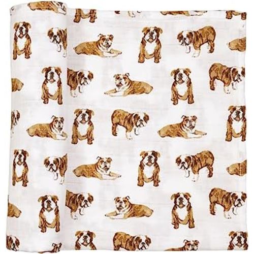 Mud Pie Bulldog Print Muslin Baby Swaddle Blanket, 47" x 47" (12140053)