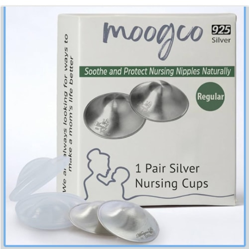 MOOGCO The Original Silver Nursing Cups - Nipple Shields for Breastfeeding Newborn - Silver Nipple Covers for Breastfeeding - Breastfeeding Essentials - 925k Nipple Cups