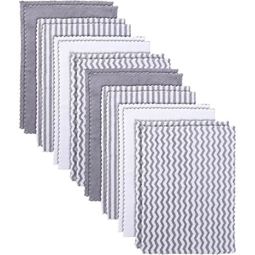 16 Pack Super Soft Baby Burp Cloths, Baby Washcloths, Ultra Absorbent Large Newborn Burping Cloth for Boy and Girl, Milk Spit Up Rags, Unisex for Baby Sensitive Skin, Grey and White, 16 x 12 Inch