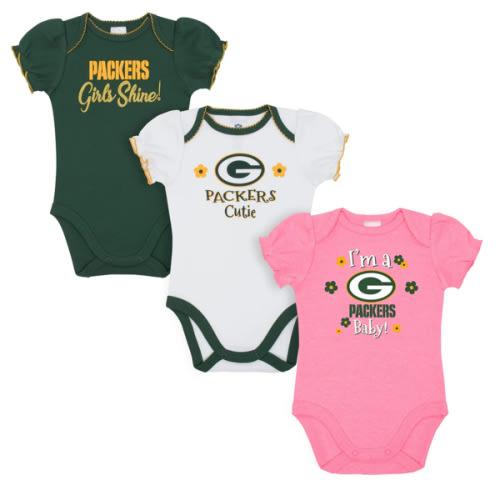 3-Pack Baby Girls Green Bay Packers Short Sleeve Bodysuits – Gerber Childrenswear
