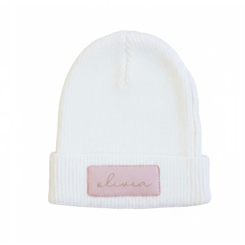 Personalized Leather Patch Beanie | All Colors – Caden Lane