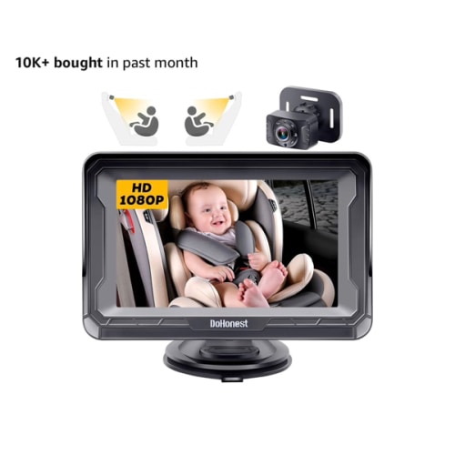 DoHonest Baby Car Camera HD 1080P - Rear-Facing Car Baby Monitor with Night Vision, Adjustable View Angle, Easy Setup, Anti-Glare Display, Safety for Kids & Infants