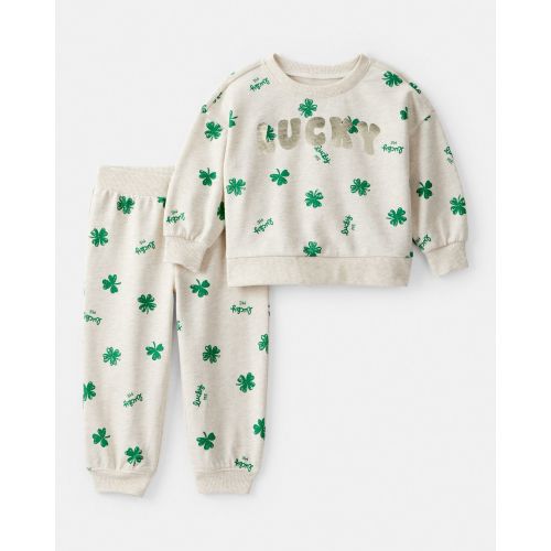 Baby Girl St. Patrick's Day French Terry Sweatshirt & Pant Set - Cream | Carter's