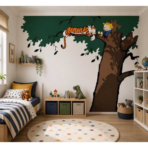 Calvin and Hobbes tree Wall Decal Kids Nursery Peel and stick Sticker Decor z3364