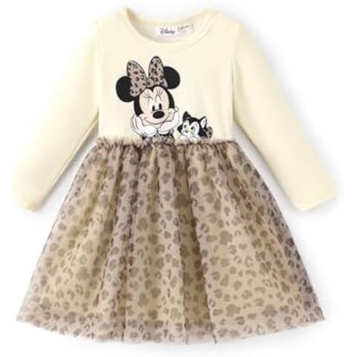 Disney Frozen Elsa Princess Cinderella Ariel Jasmine Rapunzel Baby/Toddler Dress, Ruffle Long-Sleeve Mesh Overlay Tulle Dress