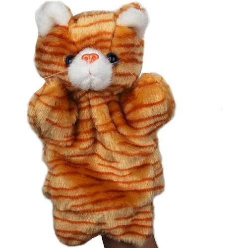 Tabby Cat Hand Puppets Kitten Plush Animal Toys Dolls for Kids Imaginative Pretend Play Storytelling