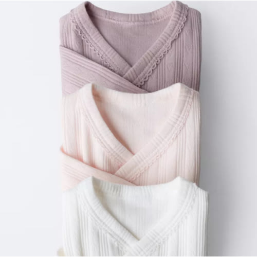 0-6 MONTHS/ THREE-PACK OF LONG SLEEVE BODYSUITS WITH KIMONO COLLAR - Pink | ZARA United States