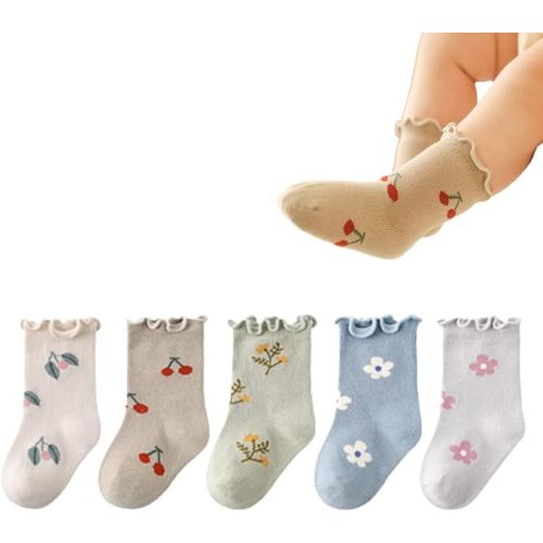 Baby Toddler Girls Ruffle Socks Newborn Infant Girl's Knee High Solid Cotton Long Socks