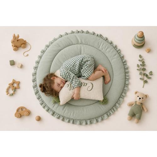 Sage Green Play mat, Baby Gifts, Play Mat For Newborns, Baby play mat, Baby Rug, Round Baby Mat, Nursery Floor mat, Infant Activity Mat,