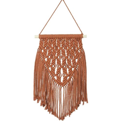 Small Macrame Wall Hanging Decor Boho Tapestry for Bedroom Living Room Dorm Nursery and Office, Cute Aesthetic Wall Art for Small Spaces for Teen Girls and Home Decor (Firebrick Red, 16*10 Inch)