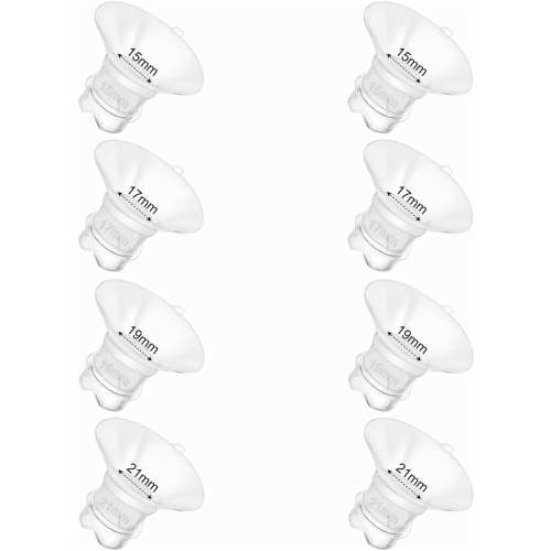 Update Flange Insert 15/17/19/21mm 8pcs for 24mm Flange/Shield of Most Pumps, Silicone Flanges Insert for Momcozy/Medela/Spectra/Eufy/Lansinoh/TSRETE/Elvie/NCVI/Paruu, Breastfeeding Essentials Kit