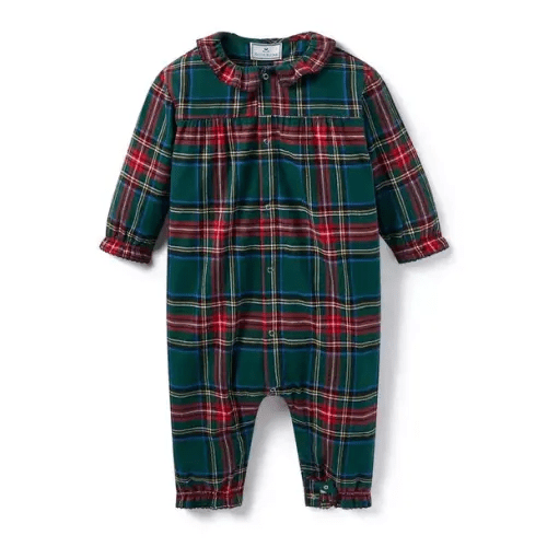 Baby Kensington Tartan Petite Plume Baby's Brushed Twill Madeline Romper in Kensington Tartan by Janie and Jack
