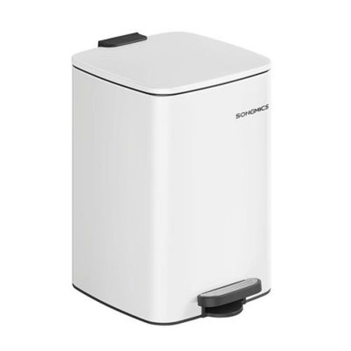 SONGMICS Kitchen Trash Can, 5.2/8 Gallon (20/30 L) Trash Bin, Stainless Steel Garbage Can, with Inner Bucket, Soft Close and Stays Open