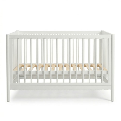 Mira Natural Pine Wood Adjustable Baby Cot in White
