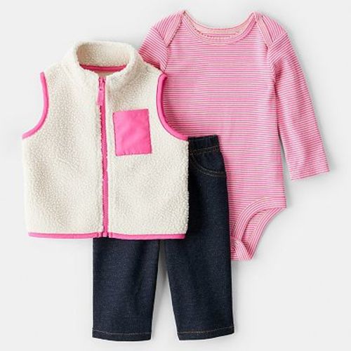 Baby Girl Carter's 3-pc. Fleece Vest, Long Sleeve Bodysuit & Pants Set
