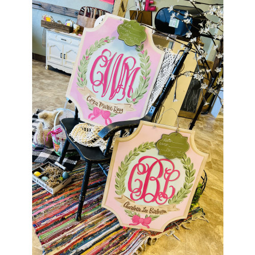 Initial Floral Baby Hanger