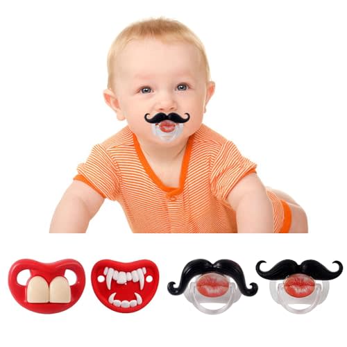 YAPROMO Funny Pacifiers for Babies, Cute Mustache Pacifier 0-6-18 Months, Infants Pacifiers for Toddlers, Funny Lips Pacifier for Boys and Girls, Baby Gift