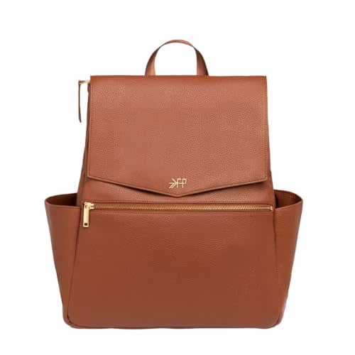 Freshly Picked Classic Diaper Bag II Backpack – Premium Vegan Leather, Large Capacity Baby Bag with Changing Pad, Stylish & Functional for Moms & Dads, Cognac
