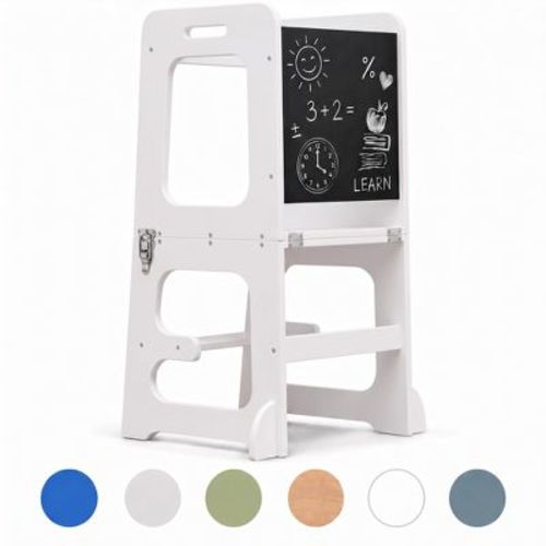 Avenlur Date - Wood Step Stool, Desk and Chalkboard - White