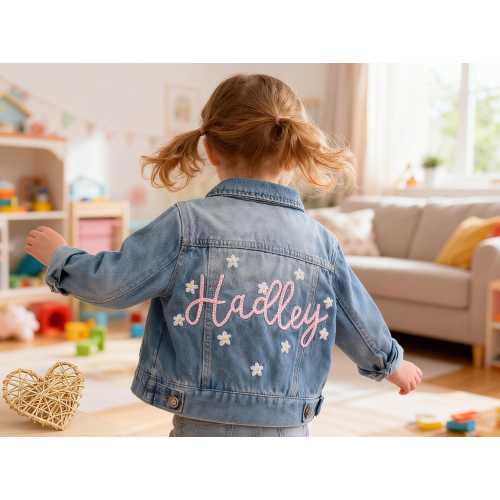Adorable Personalized Toddler Denim Jacket with Custom Embroidered Name
