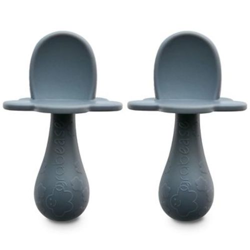 Grabease Baby Silicone Spoon Set for Baby-Led Weaning & First Stage Self-Feeding: Soft, Safe 100% Food-Grade Silicone