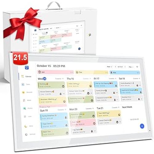 Digital Calendar, 21.5" Electronic Calendar For Wall, 1080P IPS Touchscreen Smart Family Planner& Chore Chart, Two - Way Sync With Phones Supports All Google Play Apps, Wall/Desk Mountable
