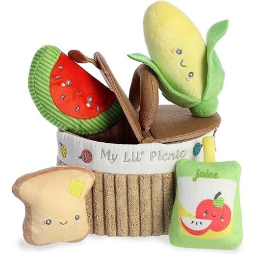 Aurora® Engaging Baby Talk™ My First Picnic™ Baby Stuffed Animal - A Fun Playset for Sensory Engagement and Play - for Babies and New Parents - Multicolor 6.5 Inches