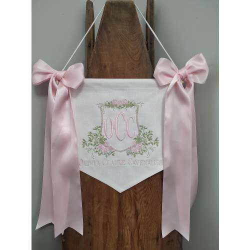 baby announcement banner, hospital sign, bassinet sign banner, embroidered baby banner, welcome baby sign