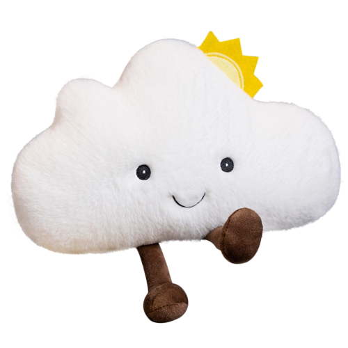 Cyinyin 12 INCH Cloud Shaped Plush Pillow, Smiling Fun Filled Sun Stars Moon Cloud Shaped Plush Toys for Home Decoration, Cute Soft Stuffed Animals as Birthday Gifts for Kids