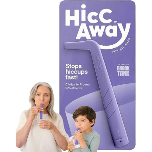 Hiccup Straw - Stops Hiccups Naturally & Fast - As Seen On Shark Tank - Clinically Proven Relief for All Ages, Children & Adults - Safe, Lightweight, & Reusable (Purple) 1 Pack