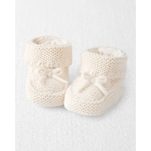Baby Organic Cotton Crochet Booties in Cream - Little Planet | Carter's