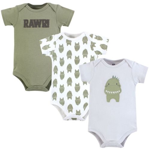 Hudson Baby Infant Boy Cotton Bodysuits, Modern Dino