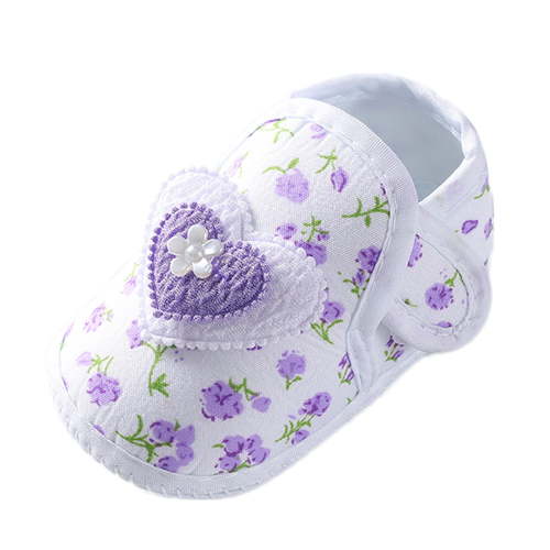 JAJAHO Baby Girls First Walking Shoes Soft Sole Toddler Bow Floral Hook And Loop Non- Sneakers 0-12 Months Cozy Shoe