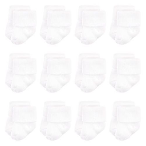 Luvable Friends Baby Newborn and Baby Terry Socks, White, 0-6 Months