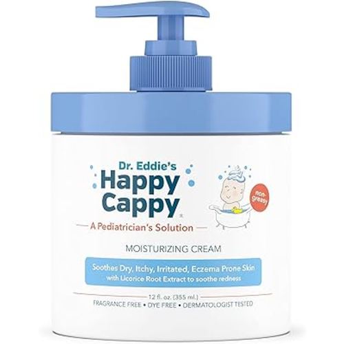 Happy Cappy Moisturizing Cream - Baby Cream for Eczema-Prone Skin, Dry Skin Lotion for Infants, Toddlers & Kids, Pediatrician-Formulated, Gentle, Paraben Free, Hypoallergenic, Sulfate Free - 12 fl oz