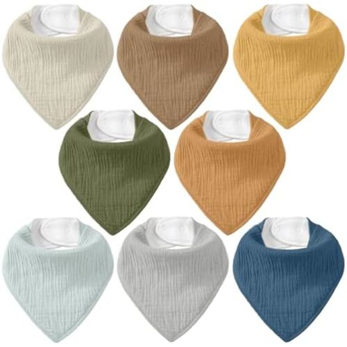 8 Pack Muslin Baby Bandana Bibs for Drooling and Teething