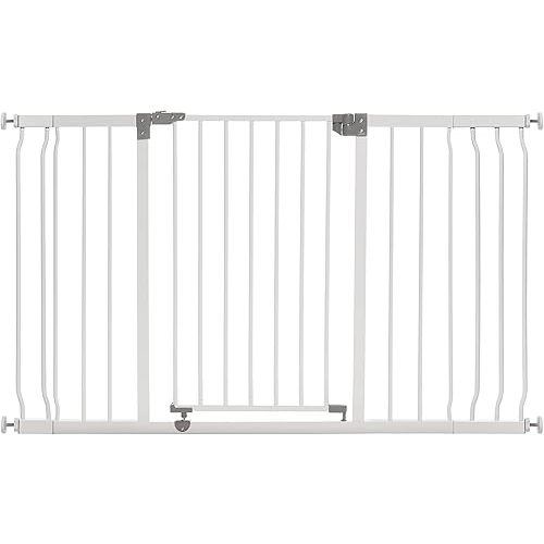 Dreambaby Liberty Extra-Wide Hallway Baby Safety Gate Set - Fits Openings 39-52.5inch Wide & 30 inch Tall - Smart Stay Open Feature - White