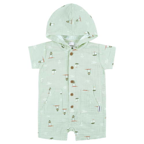 Gerber Baby Boy Short Sleeve Hooded Romper, Sizes Newborn - 24 Months