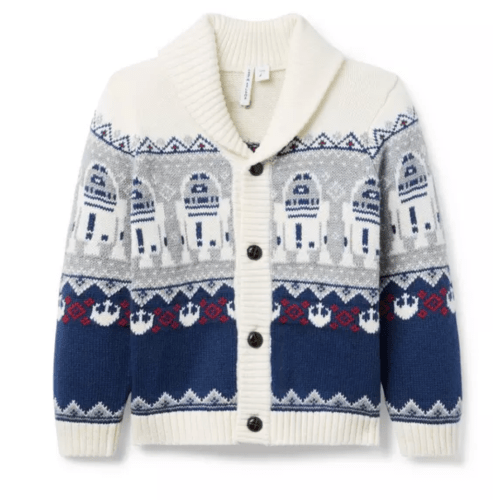 Boy Blueberry Navy Fair Isle STAR WARS R2-D2 Fair Isle Cardigan by Janie and Jack
