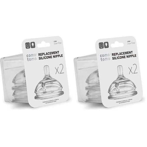 Comotomo Silicone Nipple, Slow Flow | 0-3 Months | 2 Count