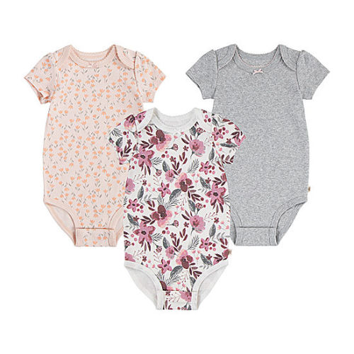 Huggies Baby Girls Crew Neck Short Sleeve 3-pc. Bodysuit, Color: Snwwht Cshmere Rse - JCPenney