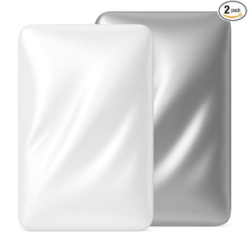 2 Pack 33"x20" Satin Bassinet Sheets Fitted, Silky Feeling Great for Baby Hair, Soft Rectangle Protector, Skin-Friendly Cradle Mattress Cover (White and Gray)