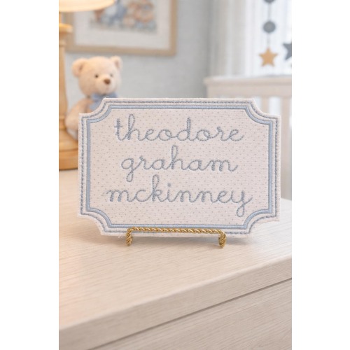 Embroidered Baby Name Plaque | Custom Nursery Decor, Heirloom Keepsake