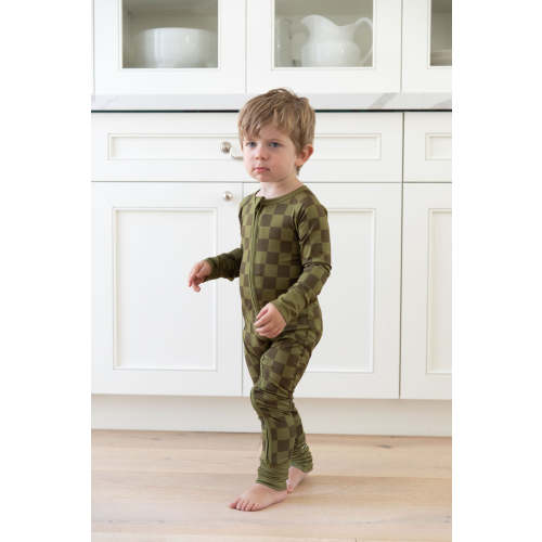 OLIVE CHECKER | ZIPPER ONE PIECE