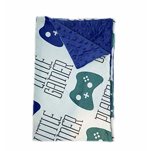 Baby Little Video Gamer Game Remote Minky Receiving Blanket Super Soft Swaddle Gift Noob Player 3 Double Layer Dotted Back 30 x 40 Inch