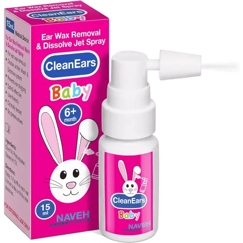 NAVEH PHARMA® CleanEars Baby | Fast-Acting Ear Wax Removal Spray | Breaks Down & Dissolves Earwax in Just 1 Treatment | Clinically Proven to Be 300% More Effective | Mineral Oil, Gentle&Safe | 0.5 OZ