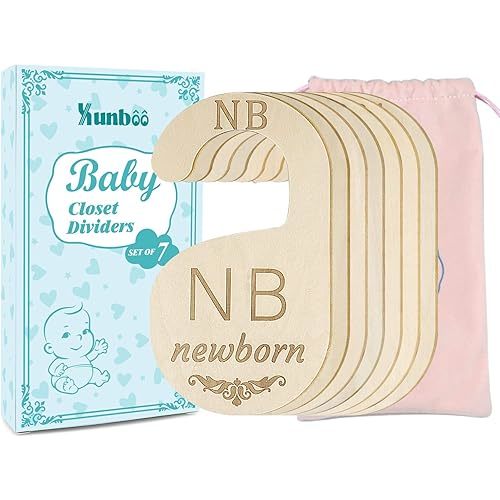 Wooden Baby Closet Divider Double Side and Thicken Baby Closet Organizers Set of 7 Baby Clothes Organizer, Gift Wrapped
