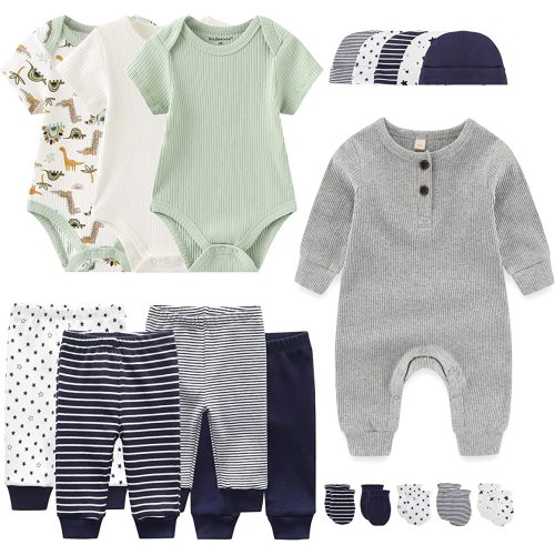 JELYLOVE Unisex Baby boy girls' clothes & Accessories Newborn Outfits Gift Set - 18 Pieces Layette Set - Fit 0-3-6 Months
