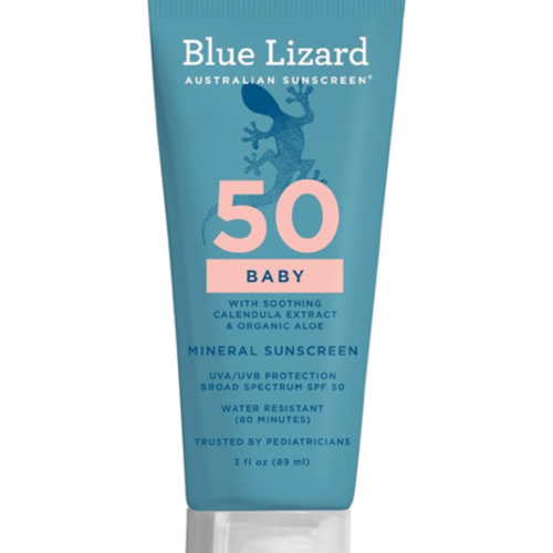 BLUE LIZARD Baby Mineral Sunscreen with Zinc Oxide, SPF 50+, Water Resistant, UVA/UVB Protection with Smart Cap Technology - Fragrance Free, 3 Ounce Tube
