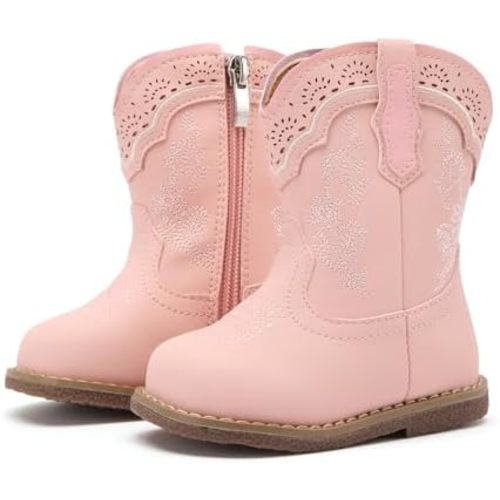 BMCiTYBM Baby Cowboy Cowgirl Boots Infant Western Boots Toddler Boys Girls Round Toe Riding Mid Calf Boots All Seasons for 6 9 12 18 24 Months